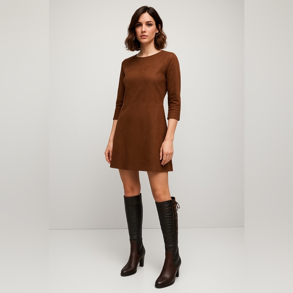 Henry Beguelin Brown Croc Embossed Knee High Pull On Boots Side Lace Up